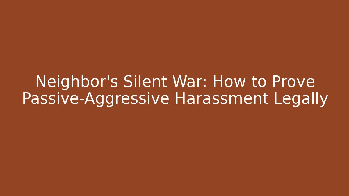 Neighbor’s Silent War: How to Prove Passive-Aggressive Harassment Legally - WealthxGroup