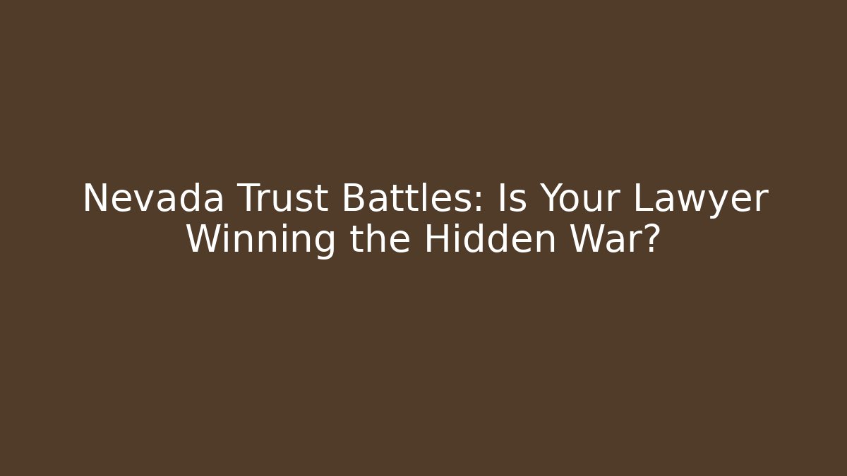 Nevada Trust Battles: Is Your Lawyer Winning the Hidden War?