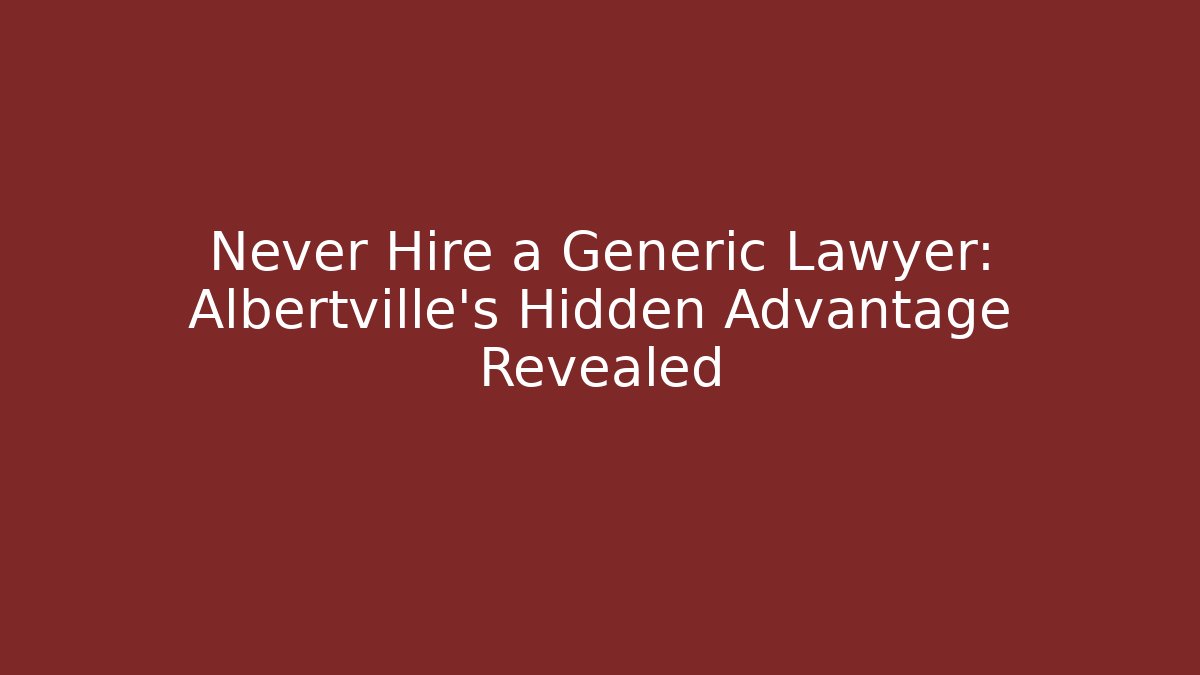 Never Hire a Generic Lawyer: Albertville’s Hidden Advantage Revealed