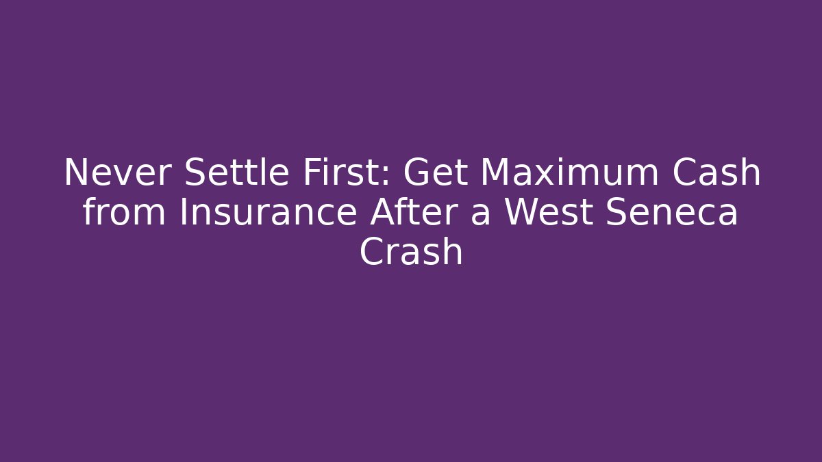 Never Settle First: Get Maximum Cash from Insurance After a West Seneca Crash - WealthxGroup
