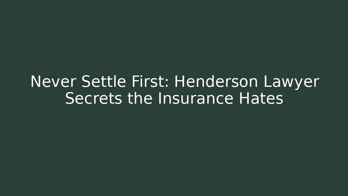 Never Settle First: Henderson Lawyer Secrets the Insurance Hates