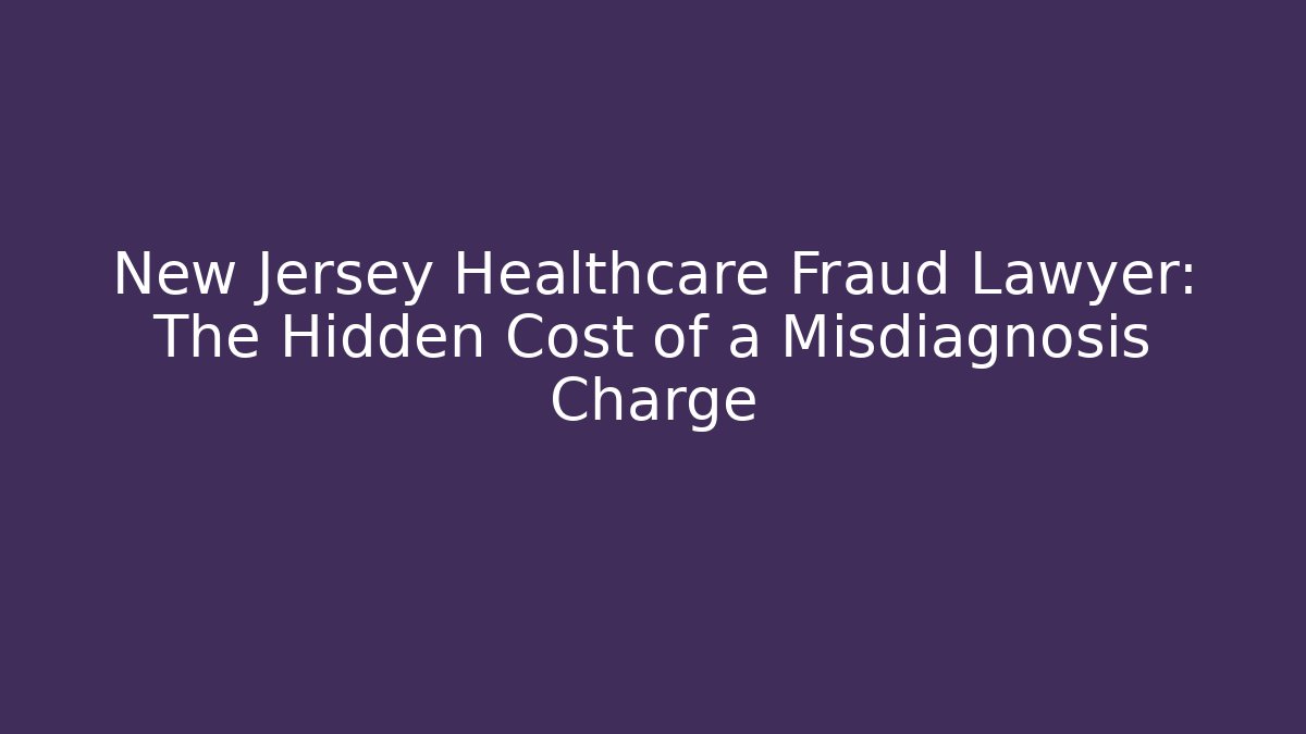 New Jersey Healthcare Fraud Lawyer: The Hidden Cost of a Misdiagnosis Charge