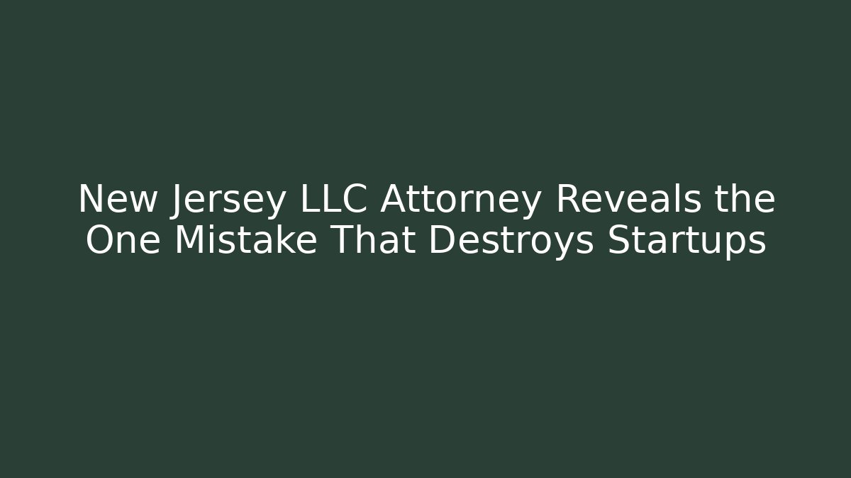 New Jersey LLC Attorney Reveals the One Mistake That Destroys Startups