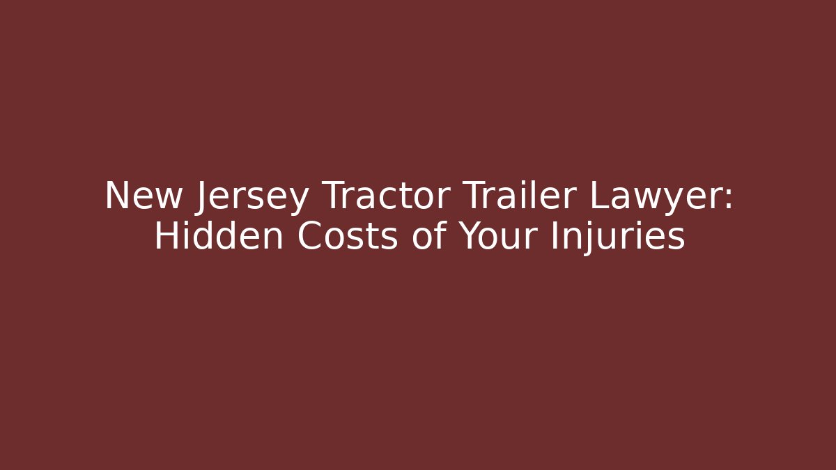New Jersey Tractor Trailer Lawyer: Hidden Costs of Your Injuries