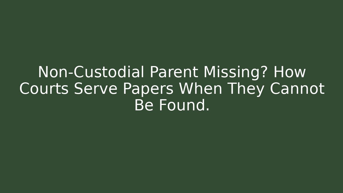 Non-Custodial Parent Missing? How Courts Serve Papers When They Cannot Be Found.