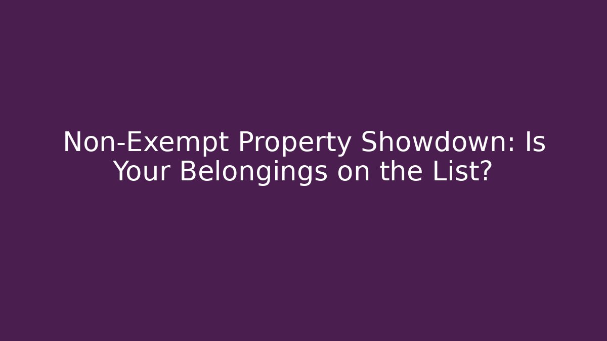 Non-Exempt Property Showdown: Is Your Belongings on the List?