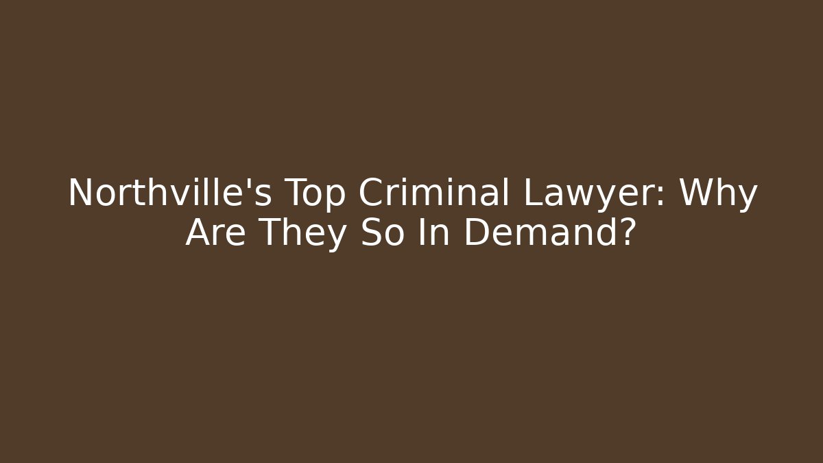 Northville's Top Criminal Lawyer: Why Are They So In Demand?