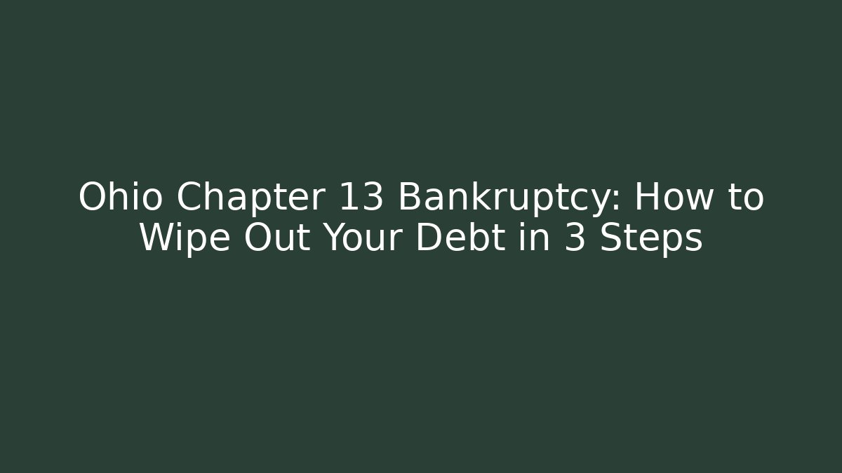 Ohio Chapter 13 Bankruptcy: How to Wipe Out Your Debt in 3 Steps