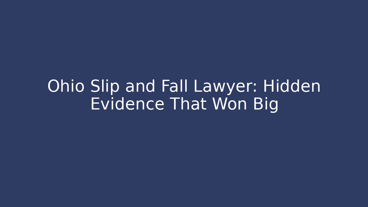 Ohio Slip and Fall Lawyer: Hidden Evidence That Won Big