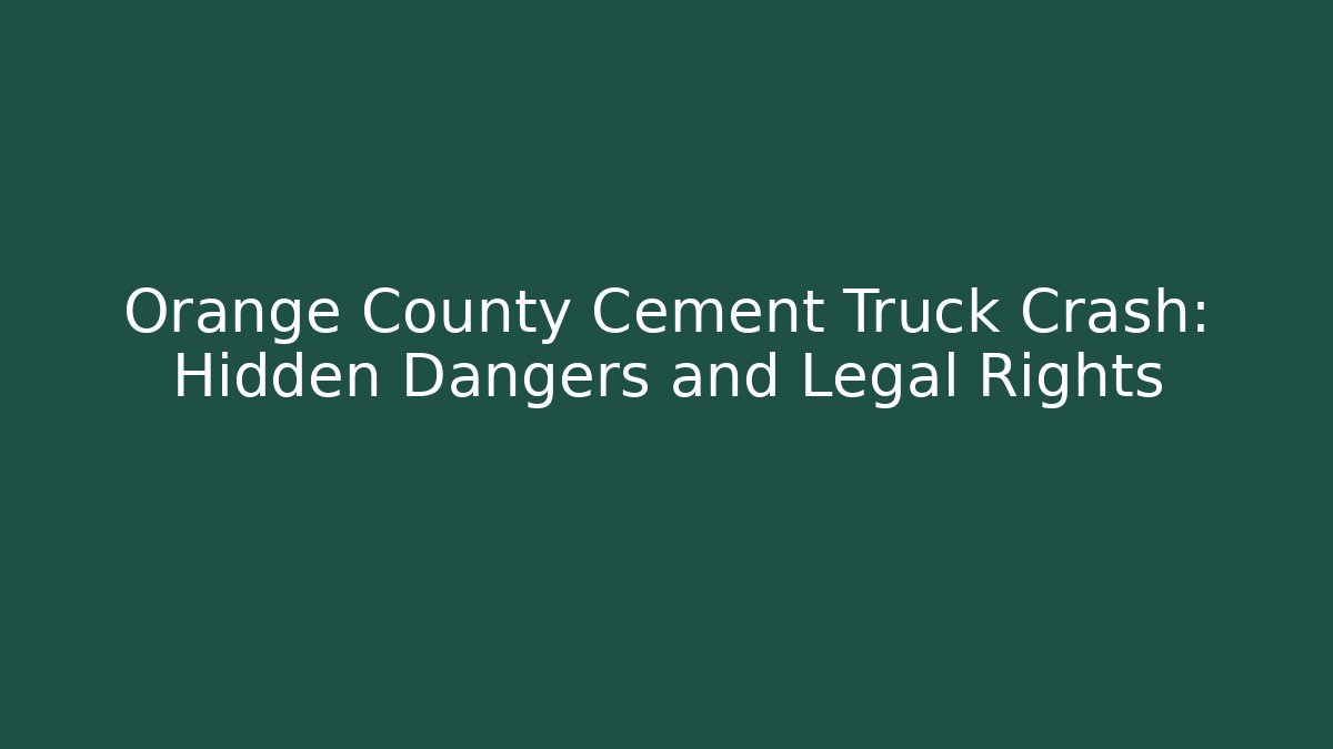 Orange County Cement Truck Crash: Hidden Dangers and Legal Rights