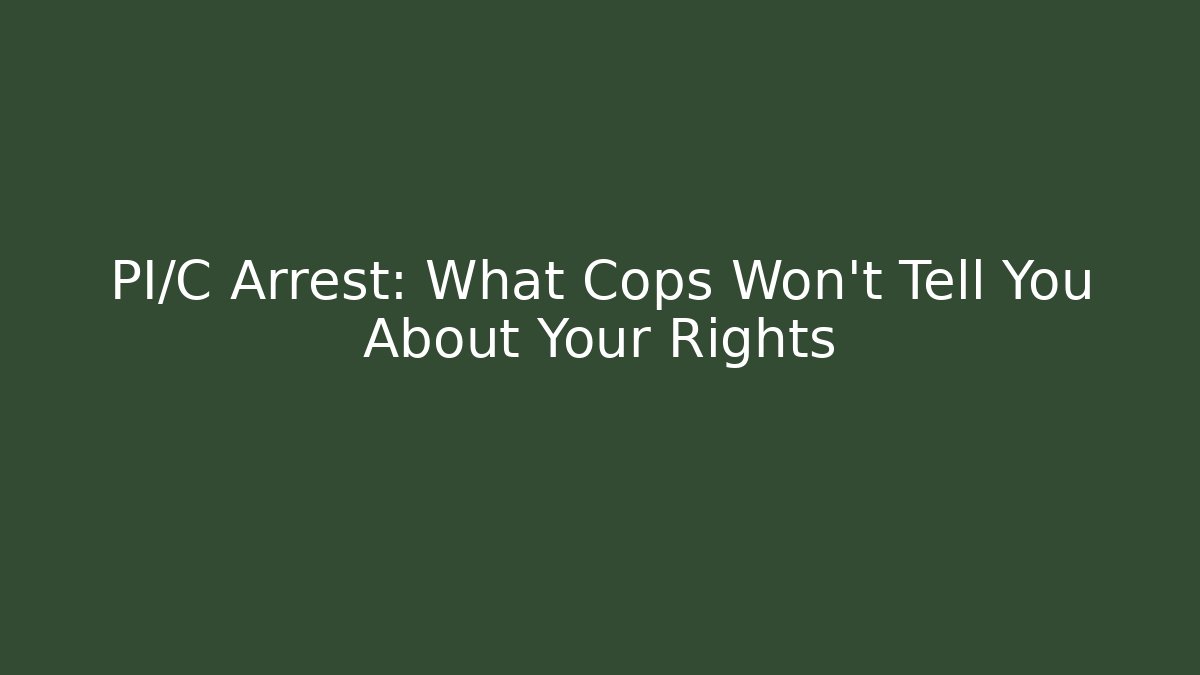 PI/C Arrest: What Cops Won't Tell You About Your Rights