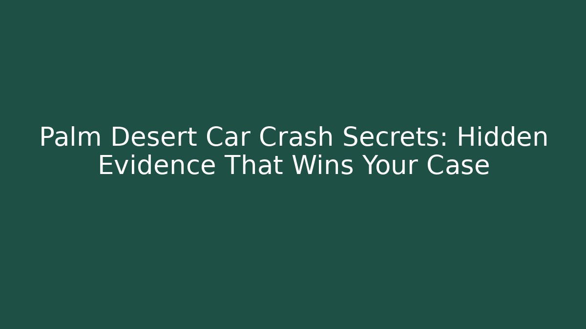 Palm Desert Car Crash Secrets: Hidden Evidence That Wins Your Case