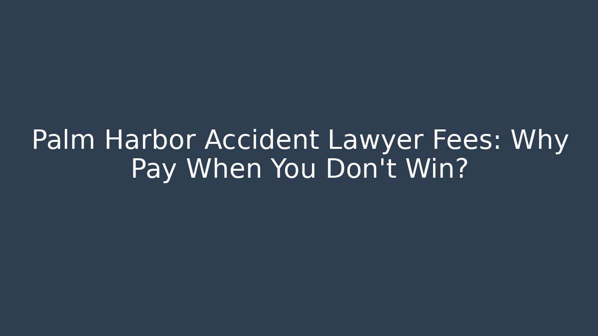 Palm Harbor Accident Lawyer Fees: Why Pay When You Don't Win?