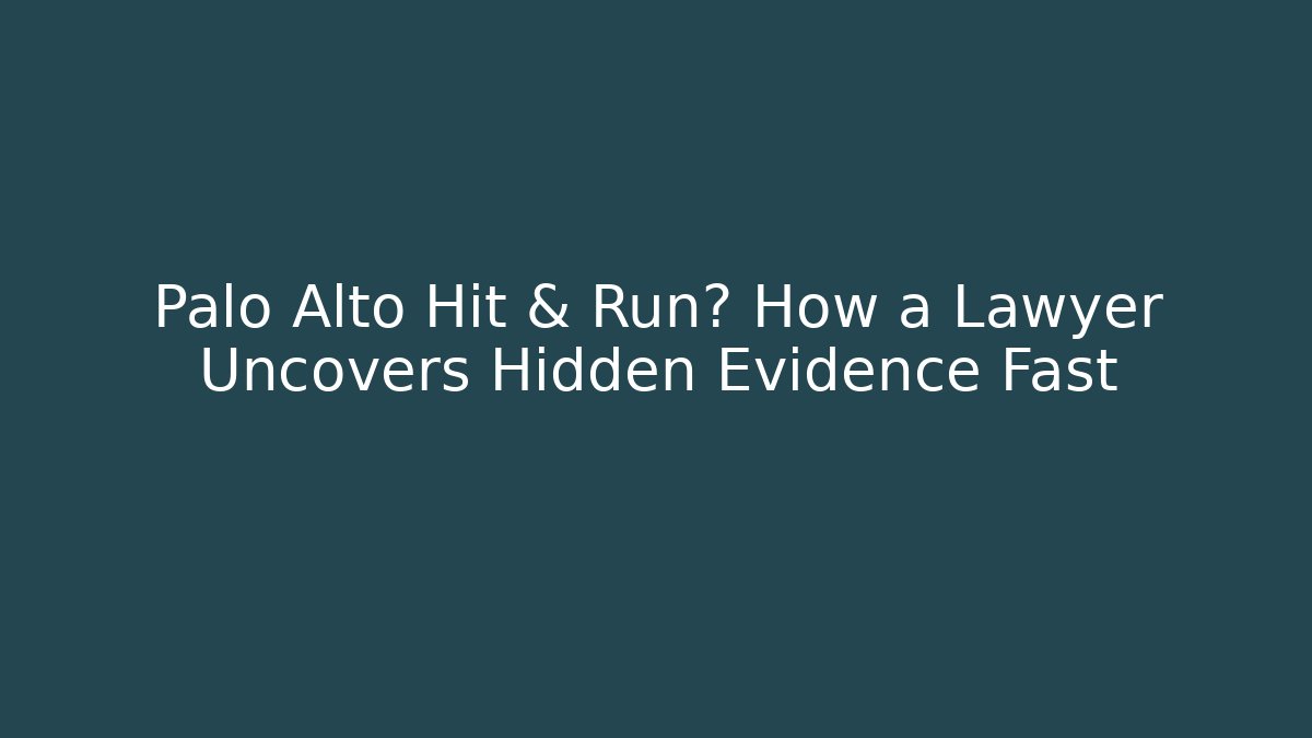 Palo Alto Hit & Run? How a Lawyer Uncovers Hidden Evidence Fast