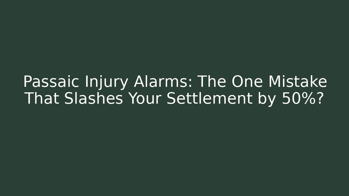 Passaic Injury Alarms: The One Mistake That Slashes Your Settlement by 50%?