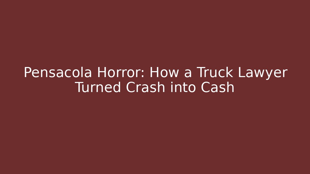 Pensacola Horror: How a Truck Lawyer Turned Crash into Cash