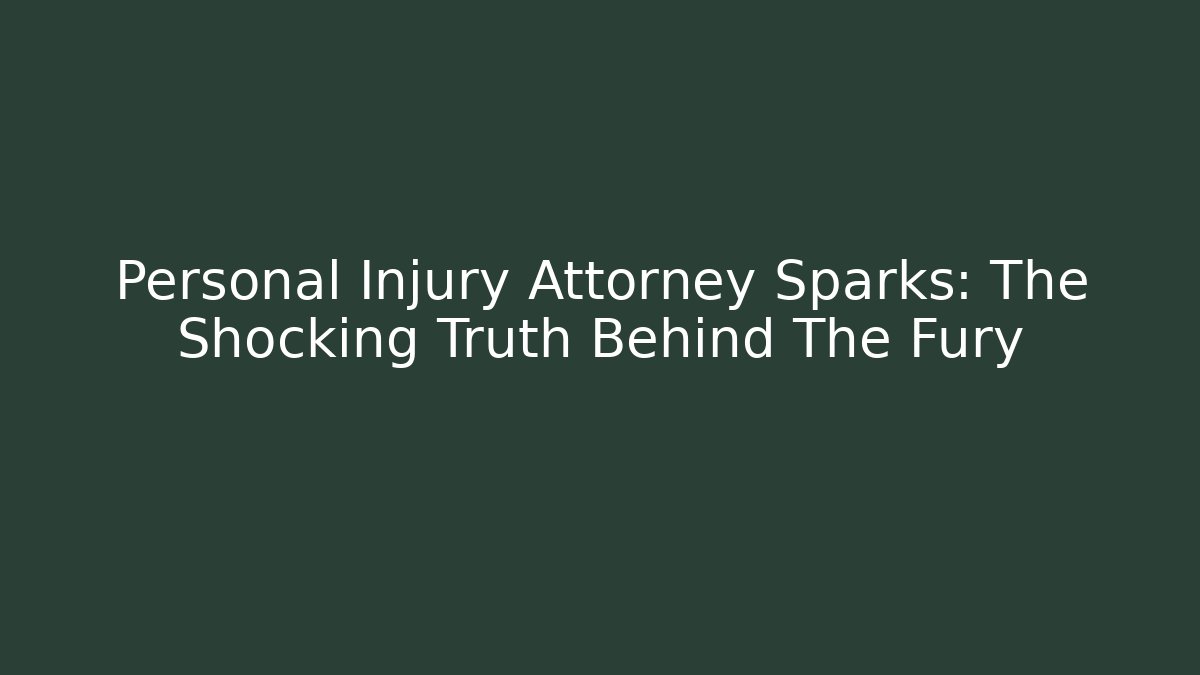 Personal Injury Attorney Sparks: The Shocking Truth Behind The Fury