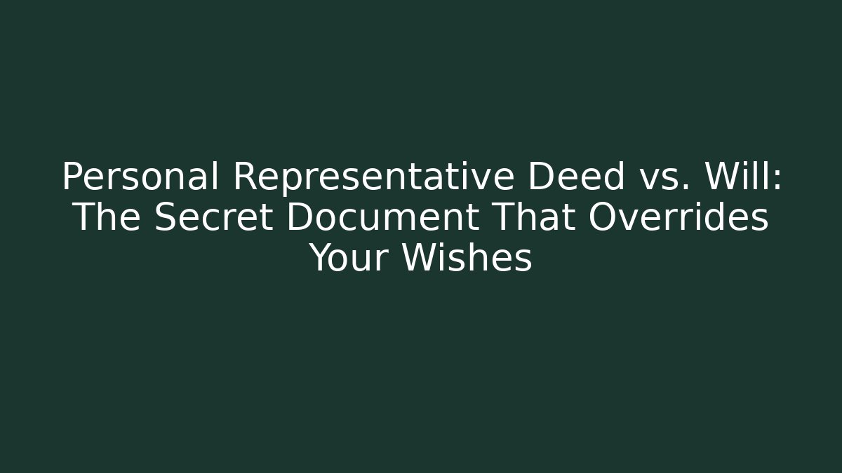 Personal Representative Deed vs. Will: The Secret Document That Overrides Your Wishes