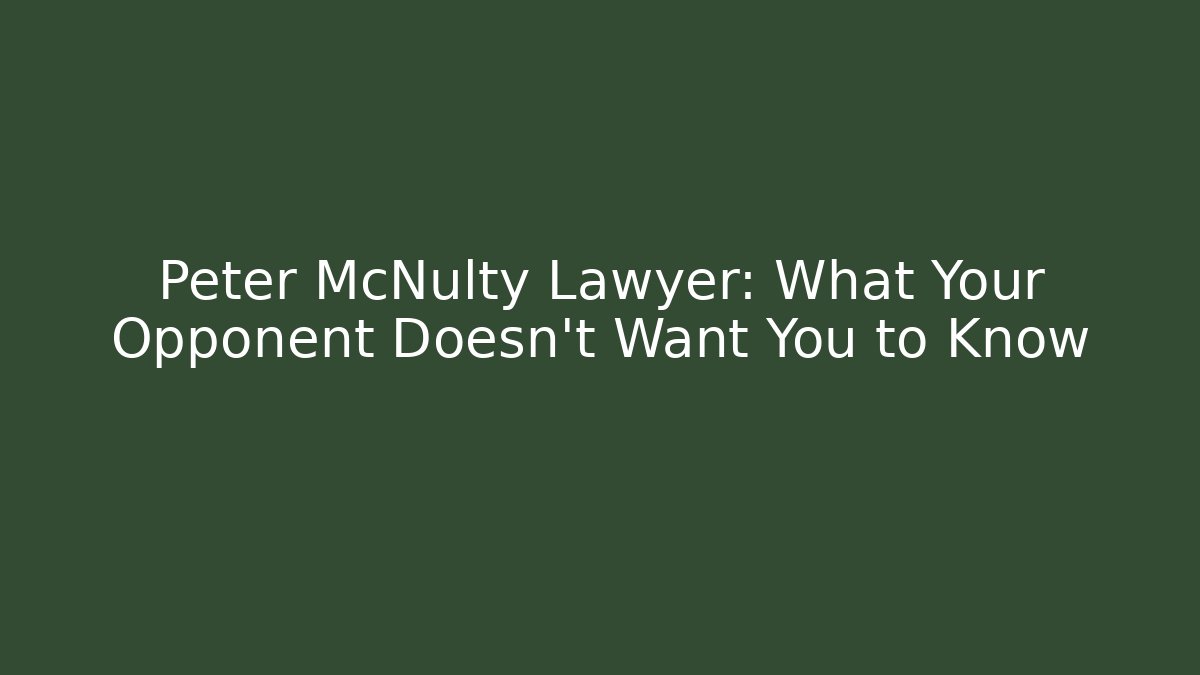 Peter McNulty Lawyer: What Your Opponent Doesn't Want You to Know