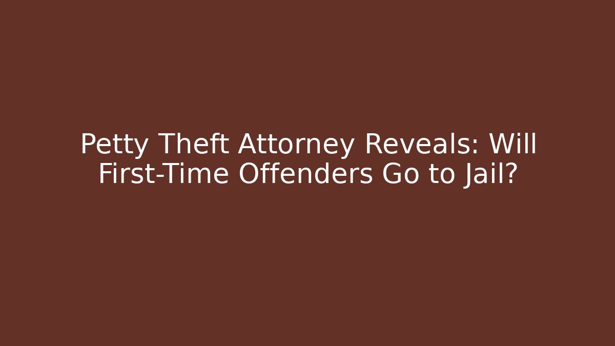 Petty Theft Attorney Reveals: Will First-Time Offenders Go to Jail?