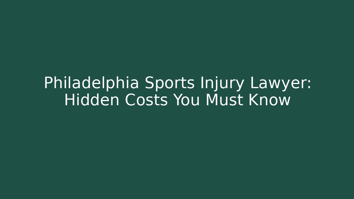 Philadelphia Sports Injury Lawyer: Hidden Costs You Must Know