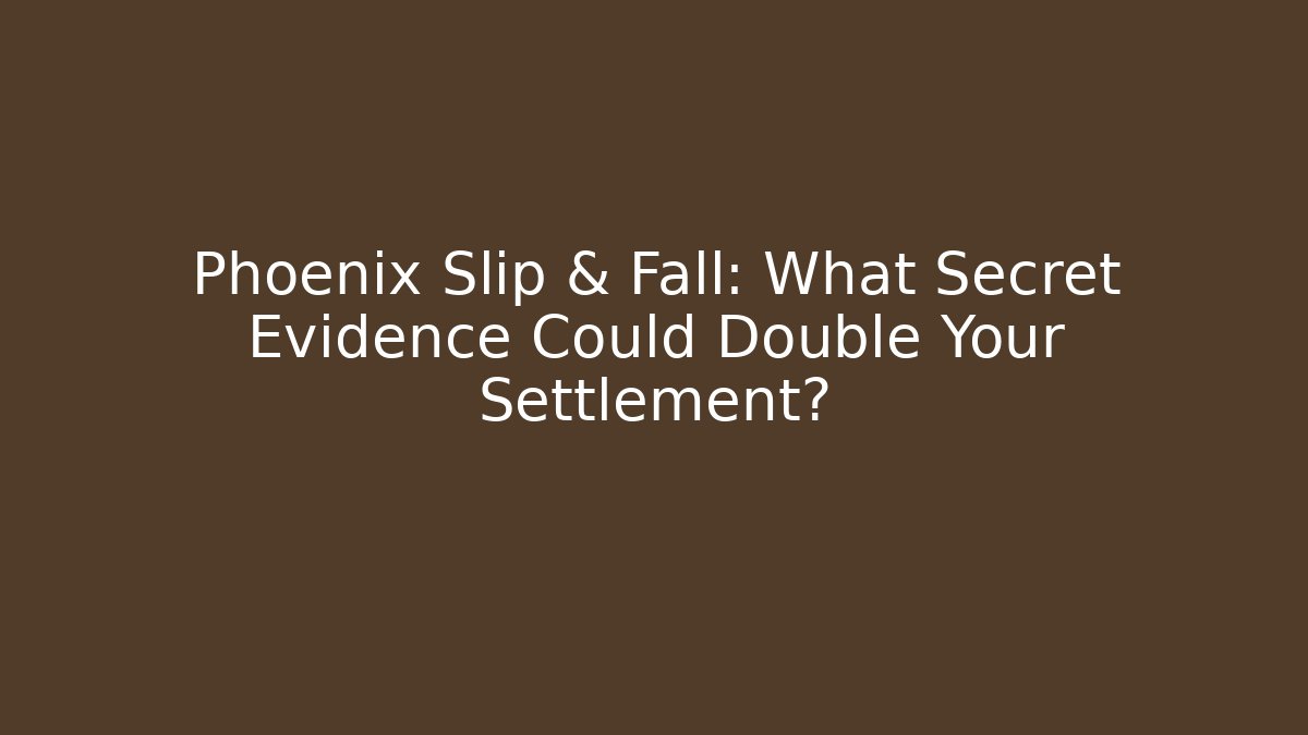 Phoenix Slip & Fall: What Secret Evidence Could Double Your Settlement?