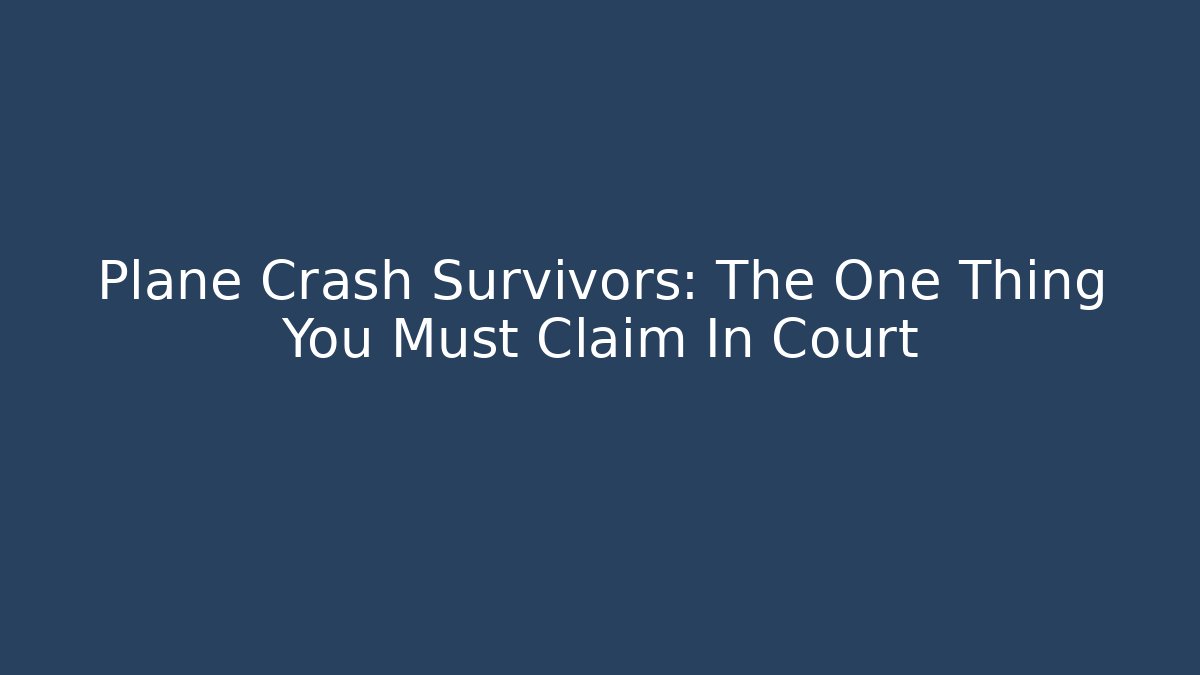 Plane Crash Survivors: The One Thing You Must Claim In Court