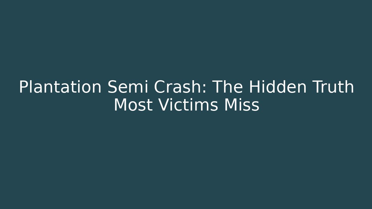 Plantation Semi Crash: The Hidden Truth Most Victims Miss