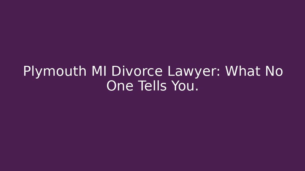 Plymouth MI Divorce Lawyer: What No One Tells You.