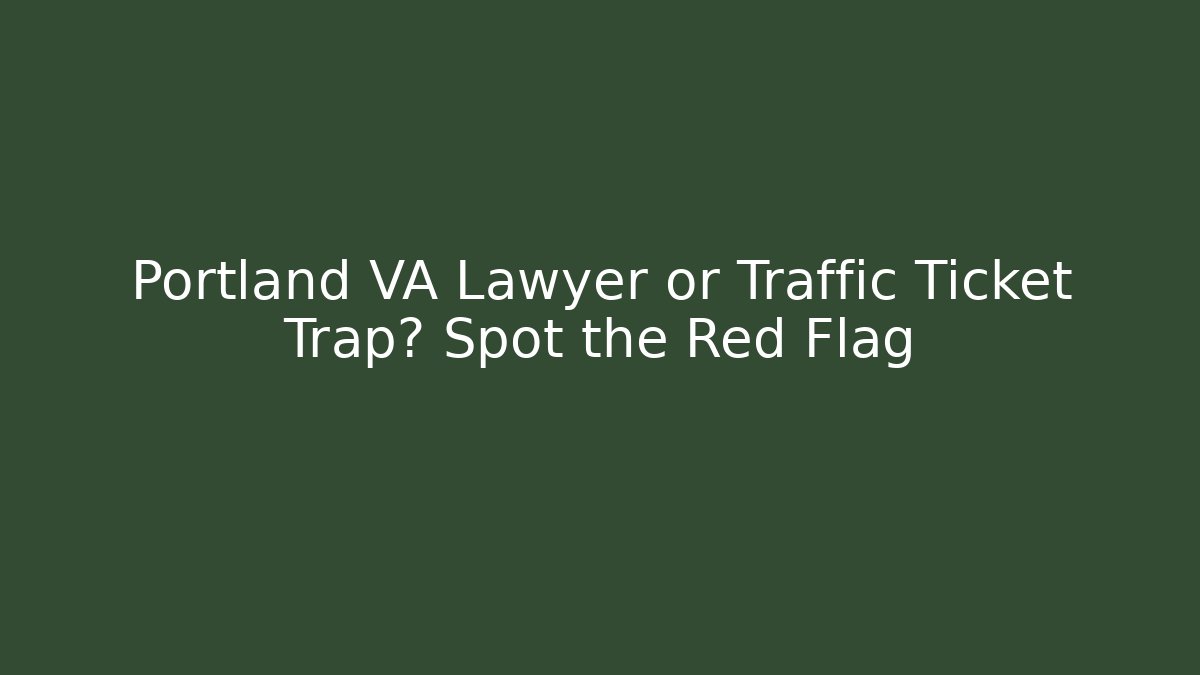 Portland VA Lawyer or Traffic Ticket Trap? Spot the Red Flag