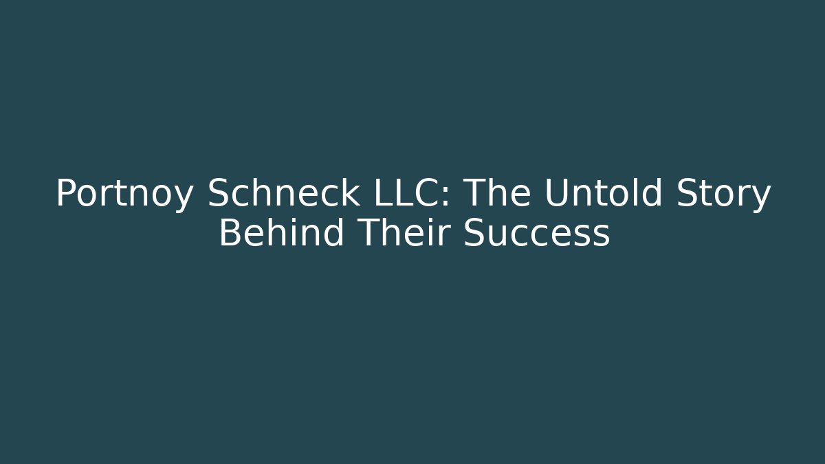 Portnoy Schneck LLC: The Untold Story Behind Their Success