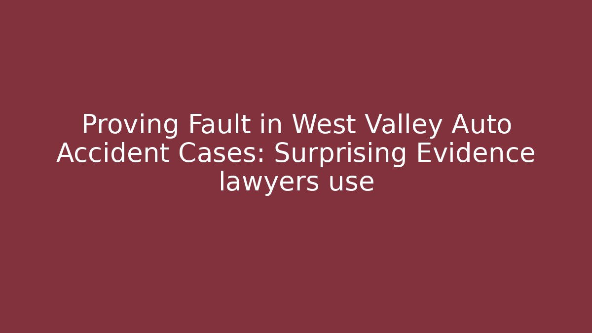 Proving Fault in West Valley Auto Accident Cases: Surprising Evidence lawyers use