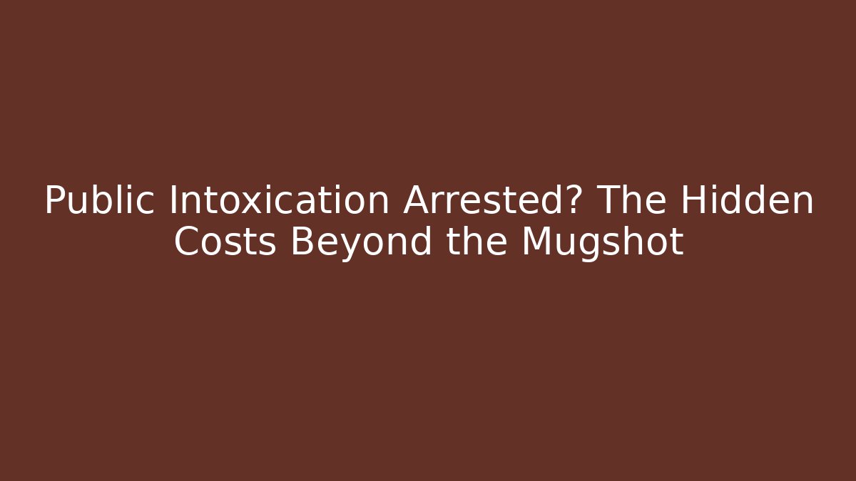 Public Intoxication Arrested? The Hidden Costs Beyond the Mugshot