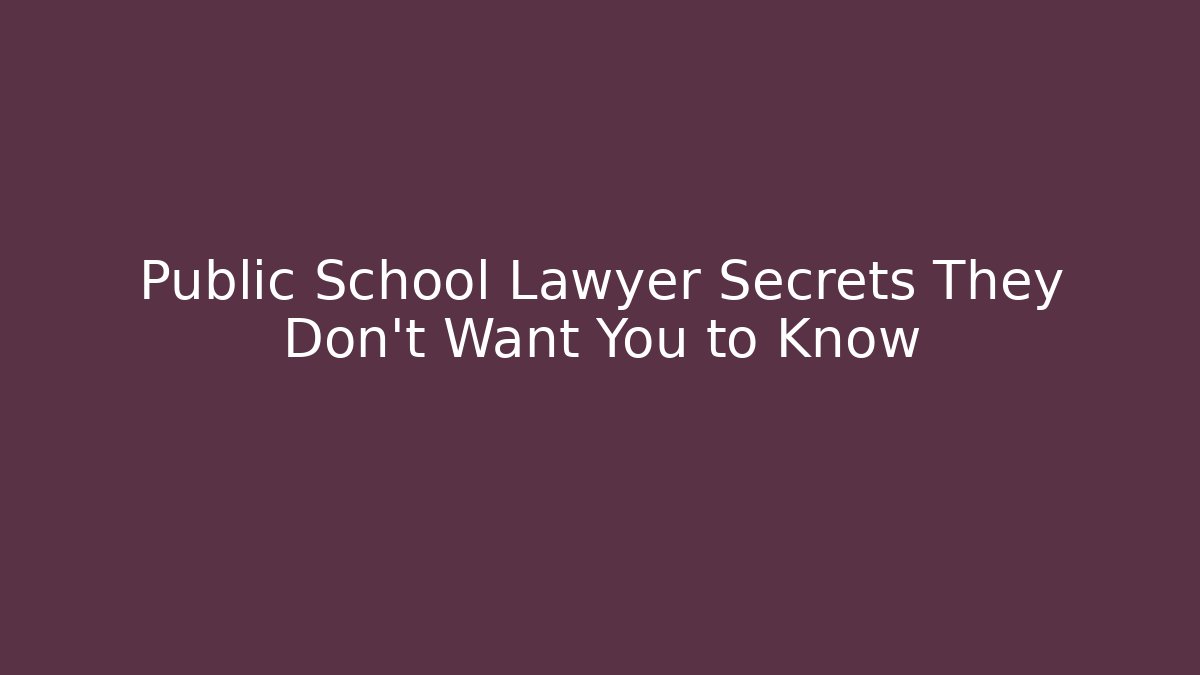 Public School Lawyer Secrets They Don't Want You to Know