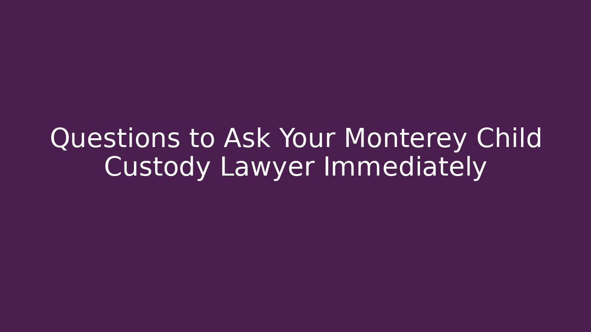 Questions to Ask Your Monterey Child Custody Lawyer Immediately