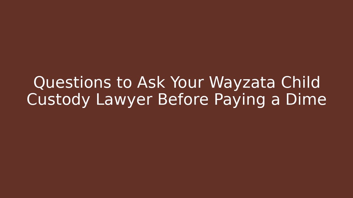 Questions to Ask Your Wayzata Child Custody Lawyer Before Paying a Dime