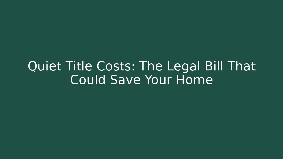 Quiet Title Costs: The Legal Bill That Could Save Your Home