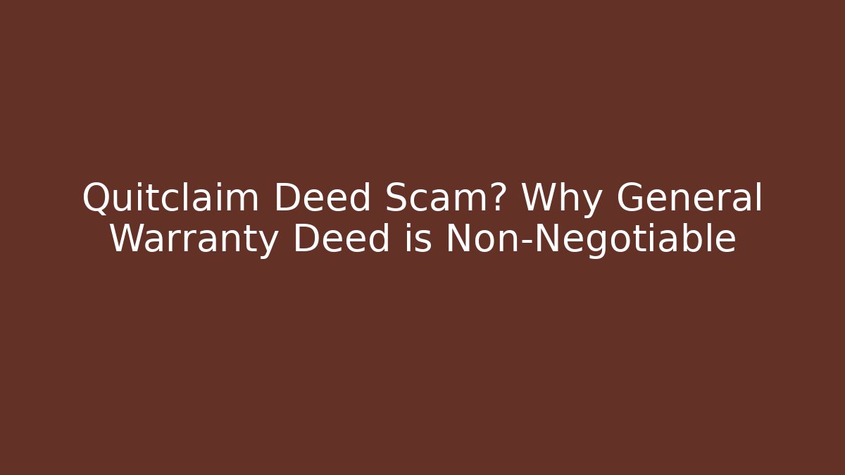 Quitclaim Deed Scam? Why General Warranty Deed is Non-Negotiable
