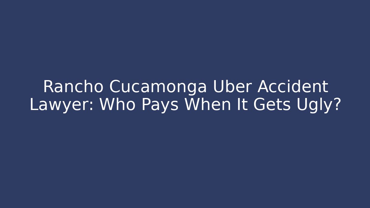 Rancho Cucamonga Uber Accident Lawyer: Who Pays When It Gets Ugly?