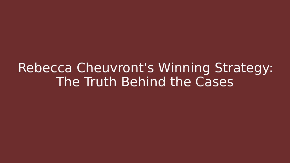 Rebecca Cheuvront’s Winning Strategy: The Truth Behind the Cases - WealthxGroup