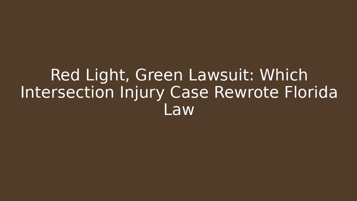 Red Light, Green Lawsuit: Which Intersection Injury Case Rewrote Florida Law