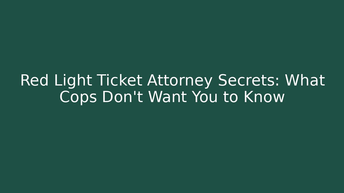 Red Light Ticket Attorney Secrets: What Cops Don't Want You to Know