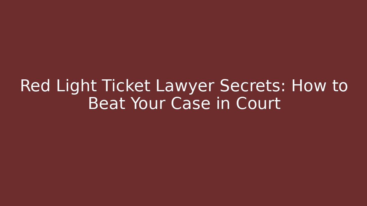 Red Light Ticket Lawyer Secrets: How to Beat Your Case in Court
