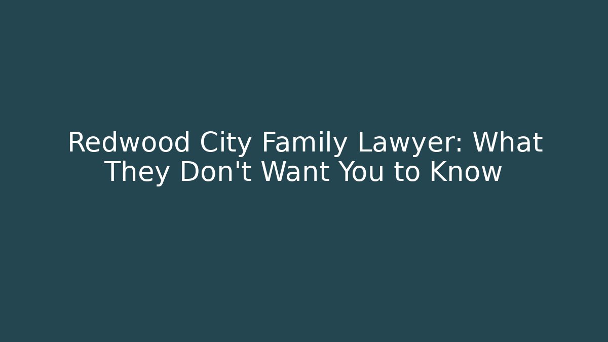 Redwood City Family Lawyer: What They Don't Want You to Know