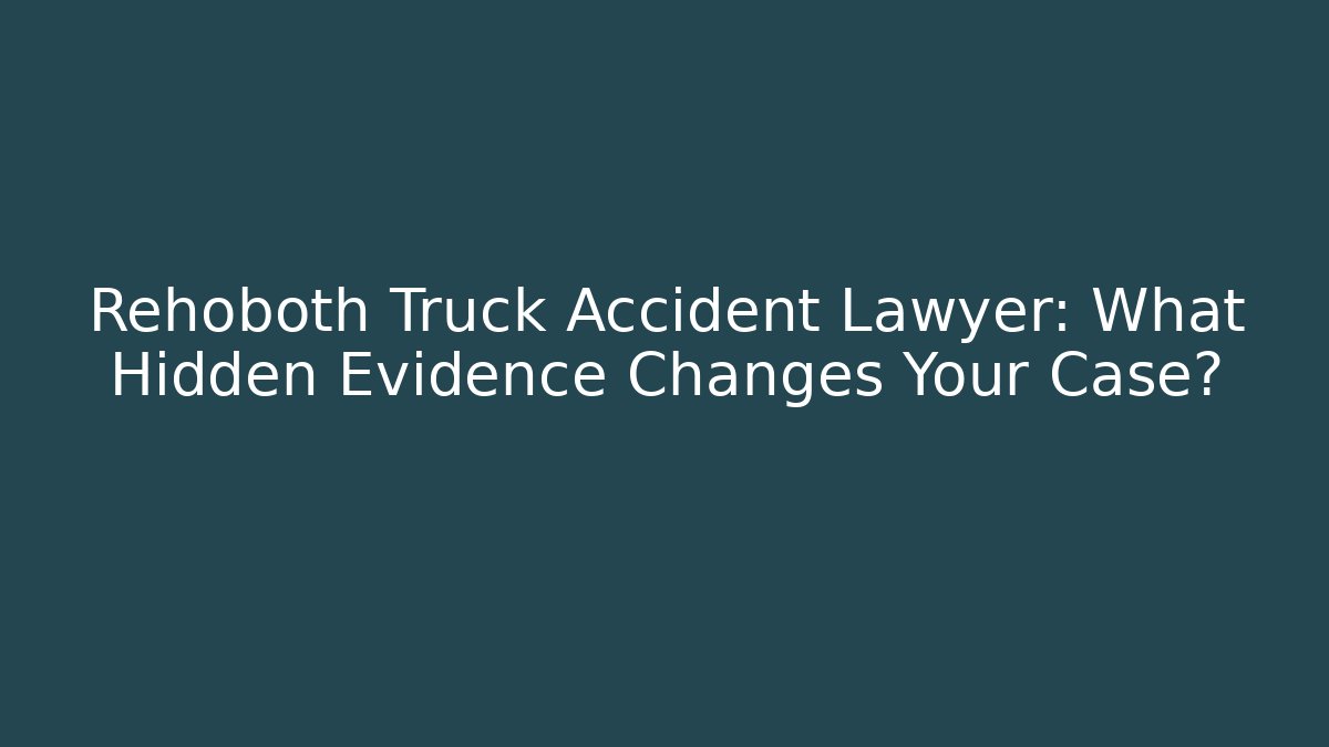 Rehoboth Truck Accident Lawyer: What Hidden Evidence Changes Your Case?