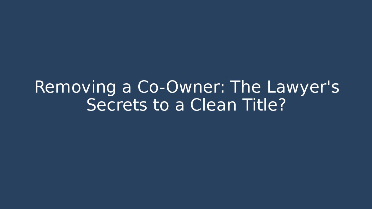 Removing a Co-Owner: The Lawyer’s Secrets to a Clean Title? - WealthxGroup