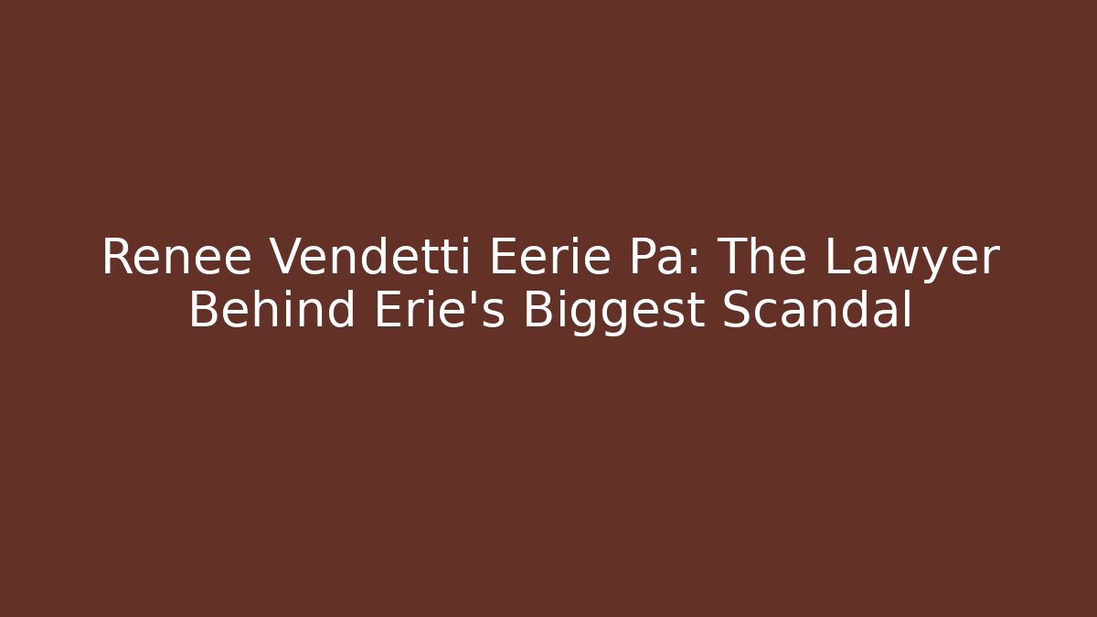 Renée Vendetti Eerie Pa: The Lawyer Behind Erie’s Biggest Scandal