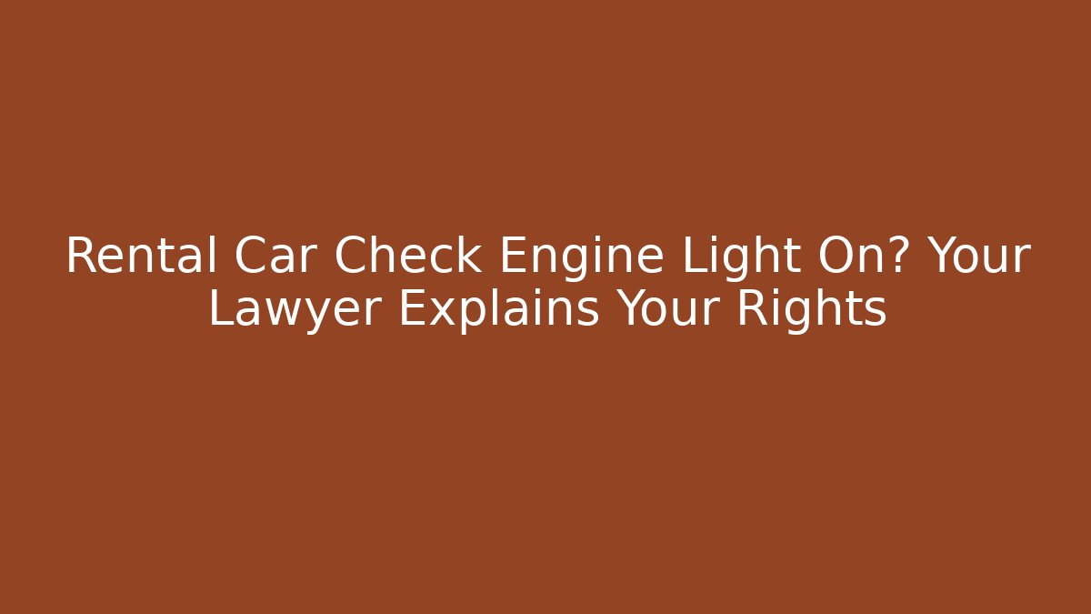 Rental Car Check Engine Light On? Your Lawyer Explains Your Rights