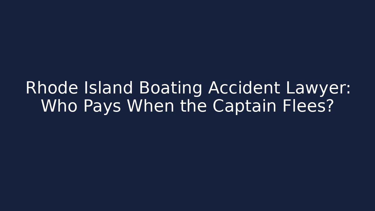 Rhode Island Boating Accident Lawyer: Who Pays When the Captain Flees? - WealthxGroup