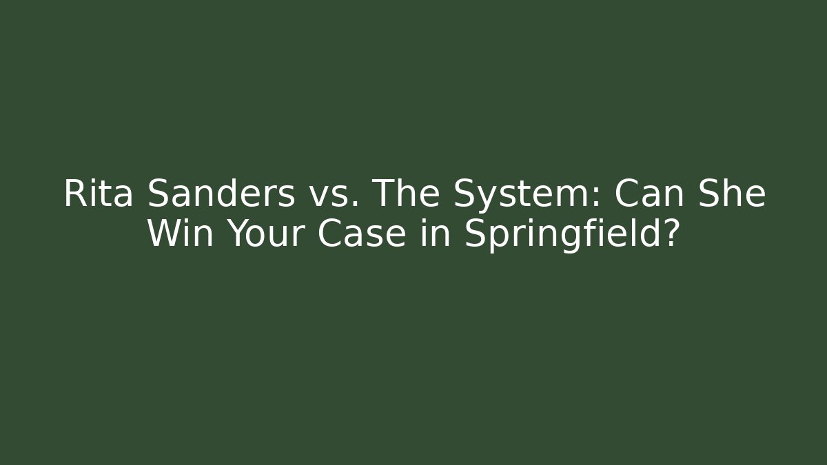 Rita Sanders vs. The System: Can She Win Your Case in Springfield? - WealthxGroup